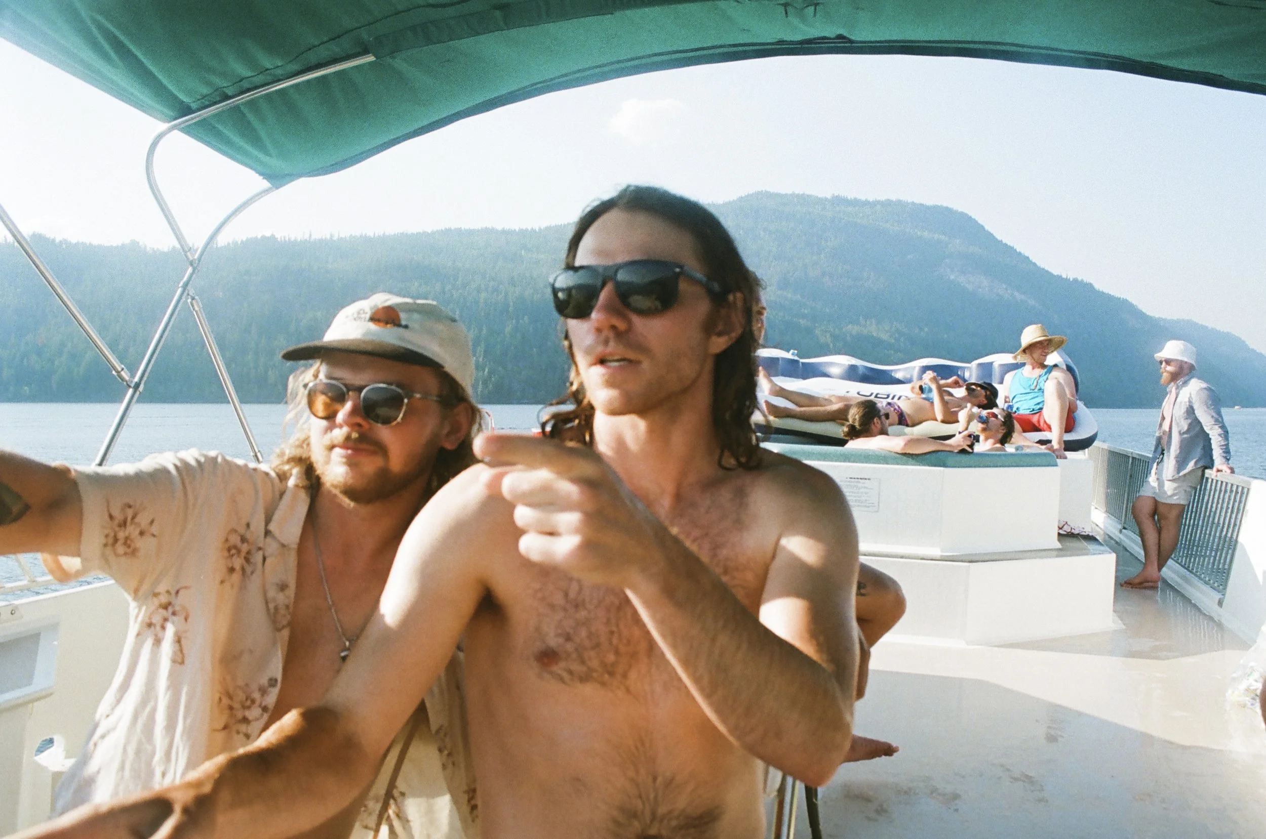 Mitch and Nick on a boat